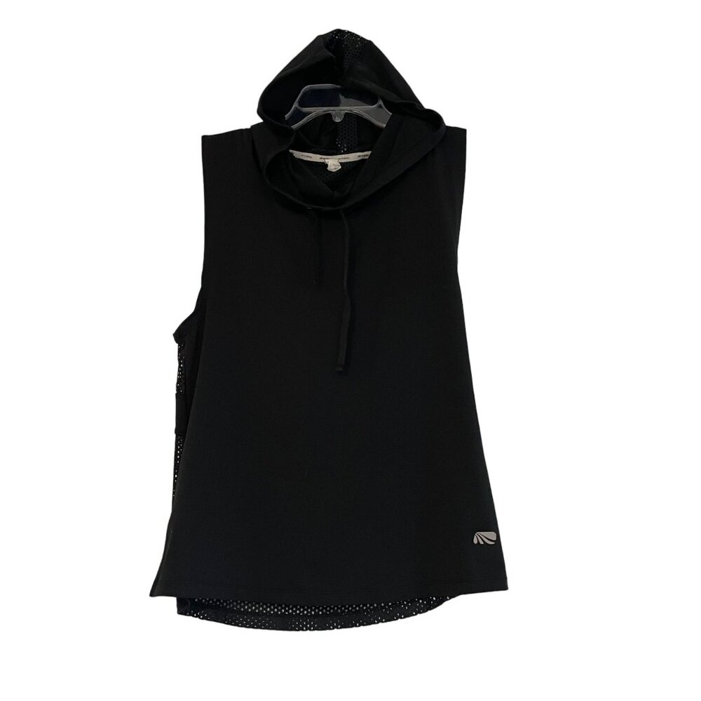 Marika Women's Sleeveless Hooded Black Mesh Back Workout Top - XS Exrta Small